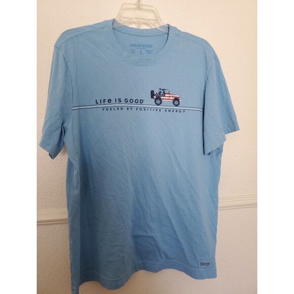 Life Is Good Fueled By Positive Energy Dog Crusher Lite Mens Size L Blue Cotton - Picture 13 of 15